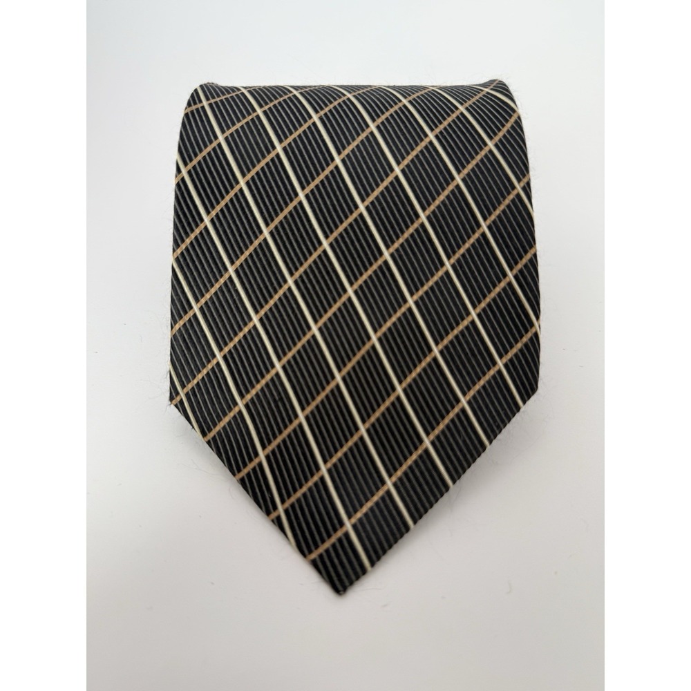 Valerio Garati Men's Silk Tie 64" Extra Long Black Gold Design NWOT Tall